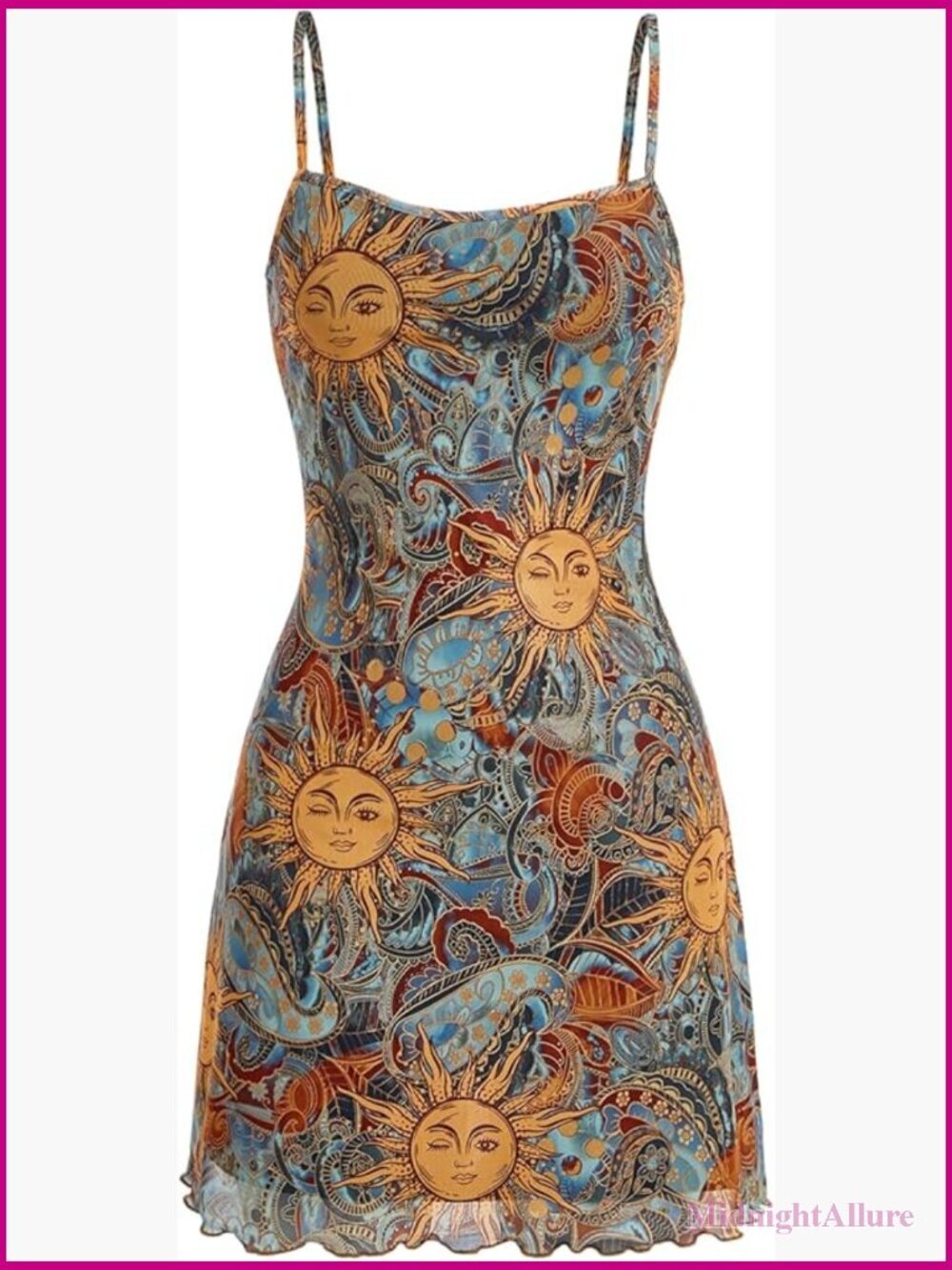 Boho A-Line Mini Dress with Spaghetti Straps, Flowy Mesh Fabric, Backless